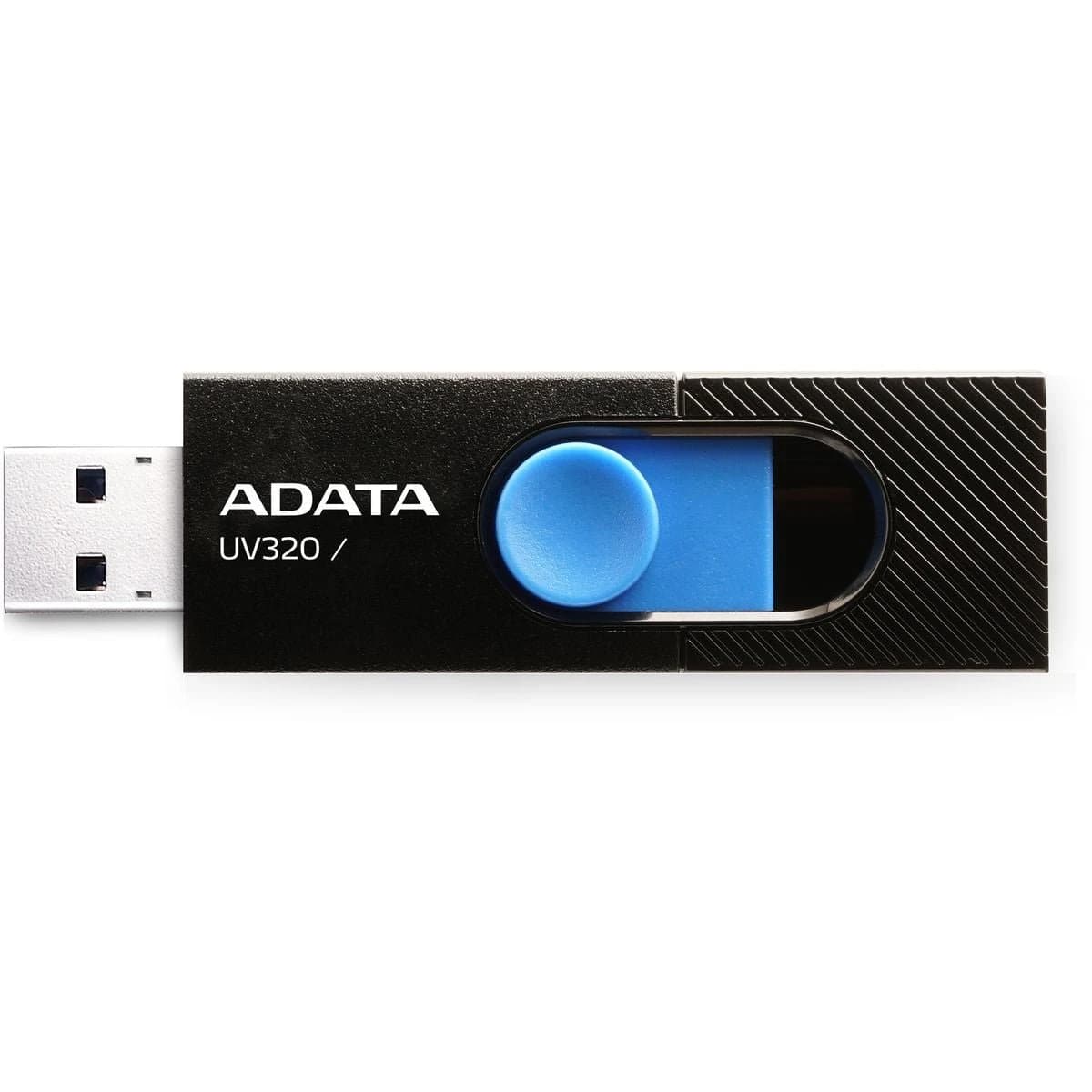 وحدة تخزين ADATA UV320 USB 3.2 Flash Drive Sliding Connector – 32GB — أسود/أزرق