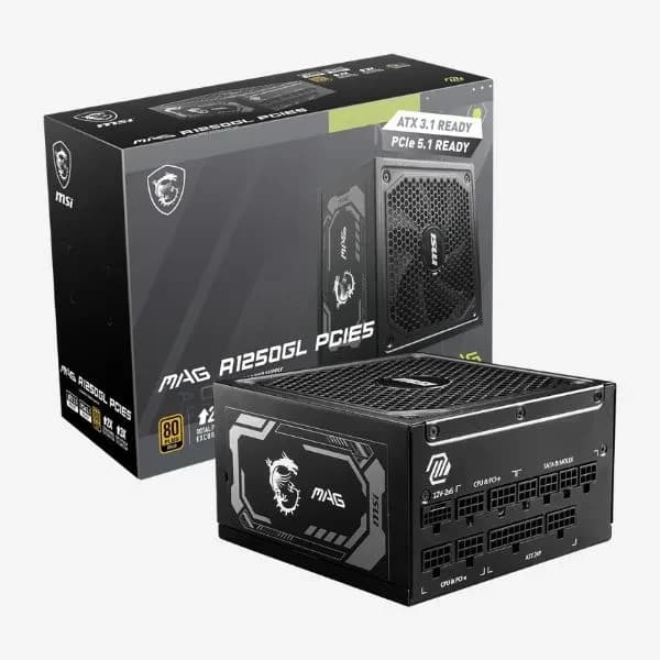 مزود طاقة MSI MAG 850G PCIE 5.1 ATX 3.1 850W Gaming قابل للفصل بالكامل