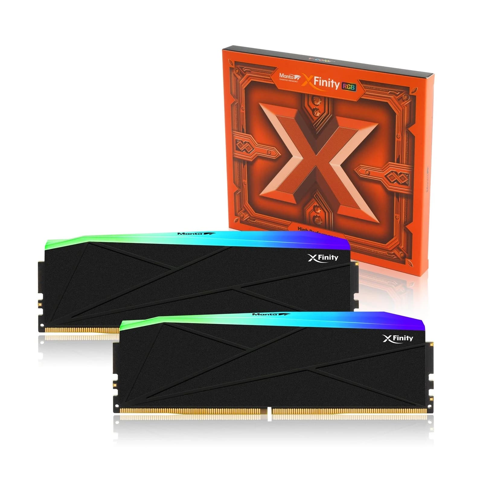 ذاكرة RAM V-Color MANTA XFINITY RGB DDR5 32GB (16GBx2) 6000MHz CL30-38-76,1.35V (أسود),for INTEL XMP 3.0 and AMD