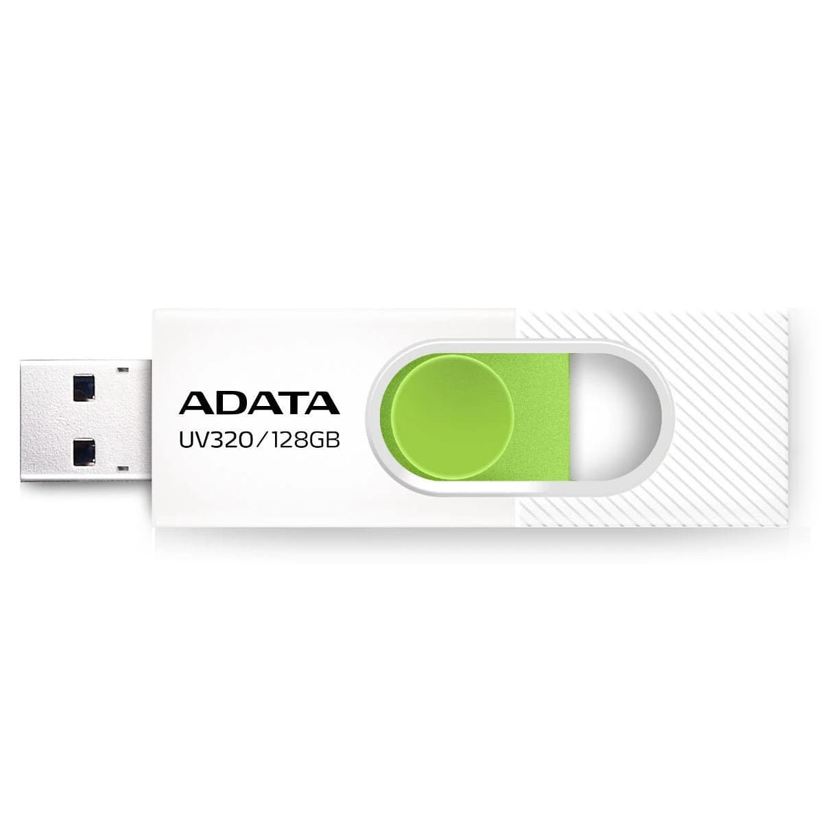 وحدة تخزين ADATA UV320 USB 3.2 Flash Drive Sliding Connector – 128GB — أبيض/أخضر