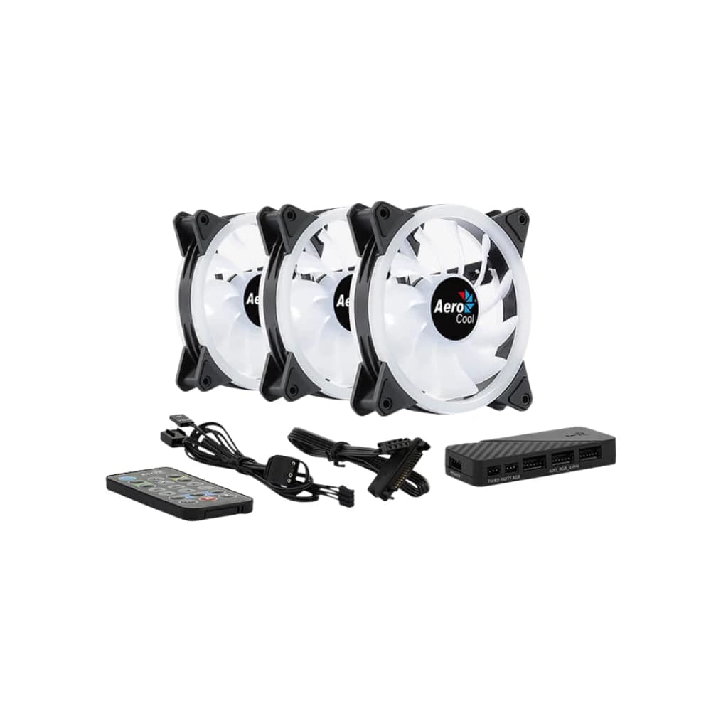 تبريد AEROCOOL مروحة CASE DOU 12 PRO 3X120mm ARGB أسود+ REMOTE CONTROL