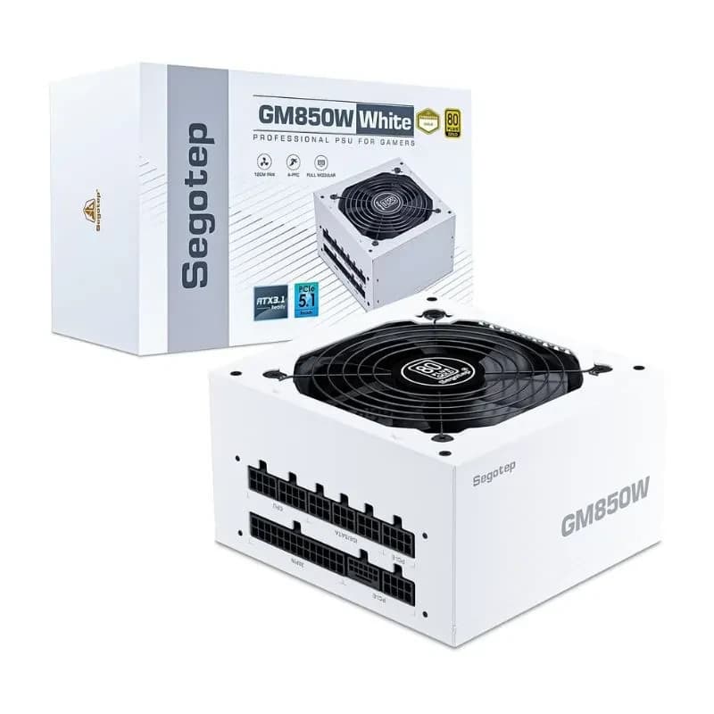 مزود طاقة Segotep GM850W 850W 80+ Gold قابل للفصل بالكامل Gaming PC AC 100-240V أبيض
