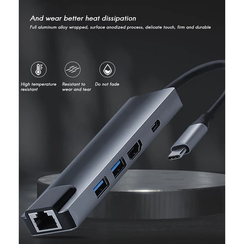 Fenhui USB & TYPE-C HUB 5 IN 2 (FH10549)