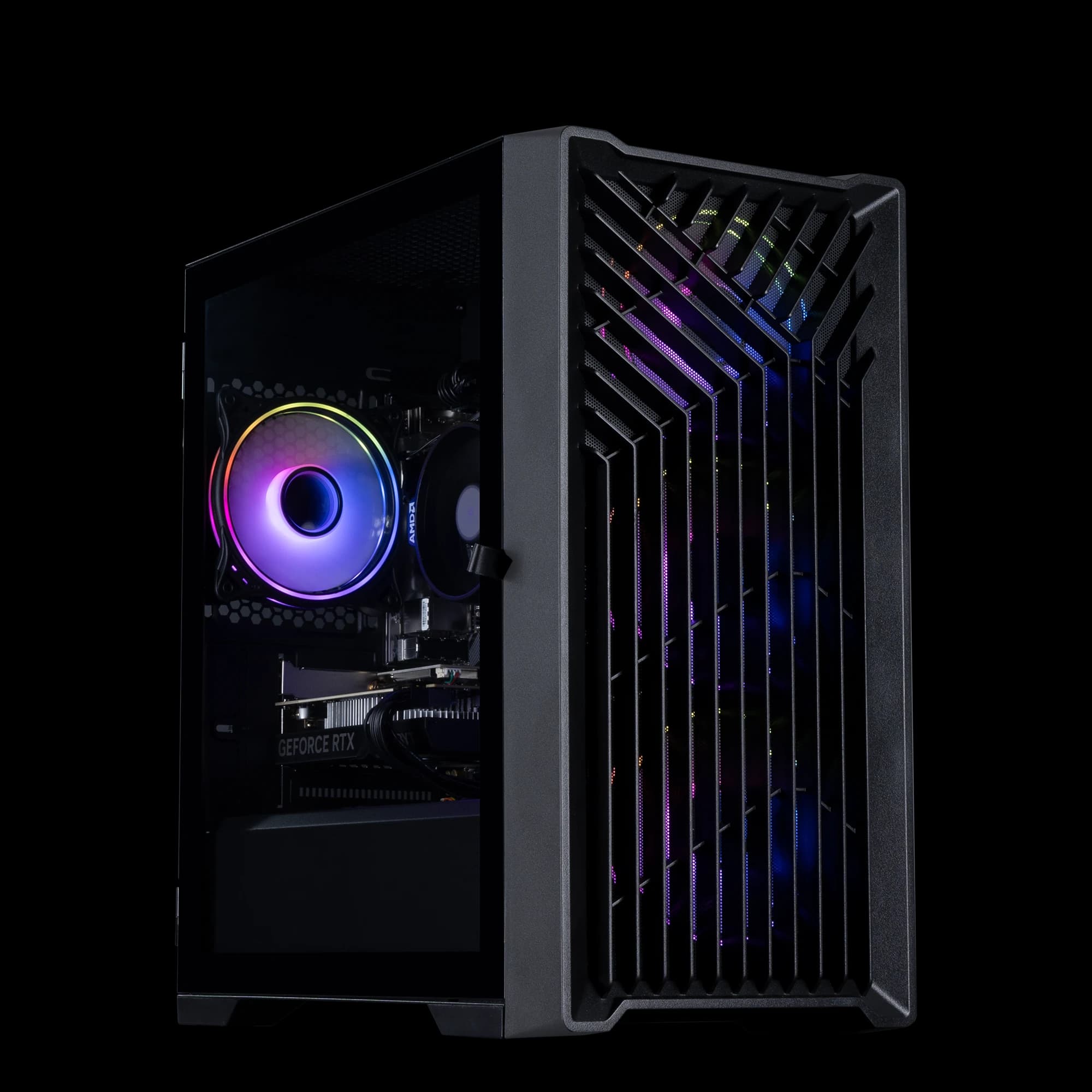 تجميعة M.K للألعاب – AMD Ryzen 5 5600X / ZOTAC GeForce RTX 5060 / 16GB DDR4-3200 (2×8GB) / 1TB SSD / MSI B550 / HERO مع 4 مراوح RGB