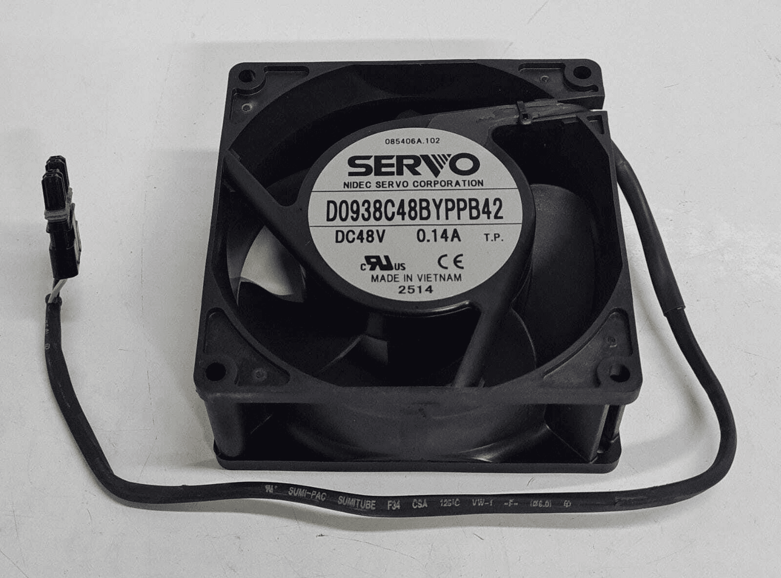 مروحة تبريد سيرفر NIDEC SERVO D0938C48BYPPB42 بجهد 48V وتيار 0.14A مقاس 92MM | Server Cooling Fan