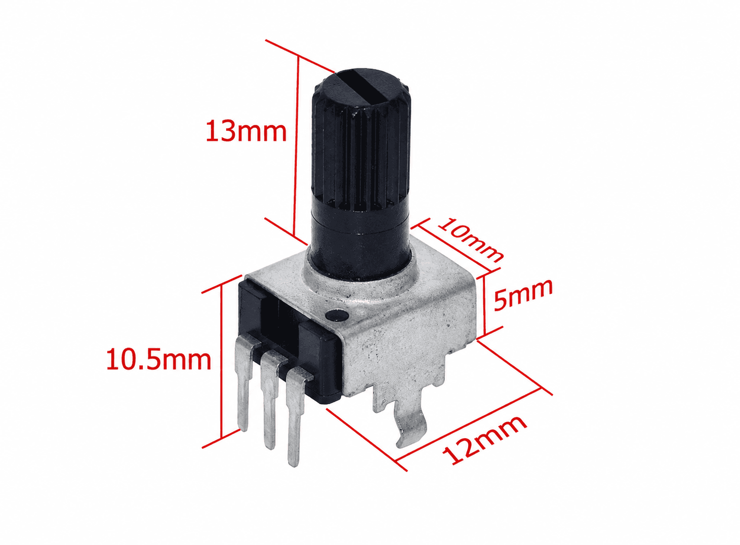 مقاومة متغيرة RV09 عمودية بقيمة 10kΩ وعمود بارتفاع 12.5mm | RV09 Vertical Potentiometer 10K with 12.5mm Shaft