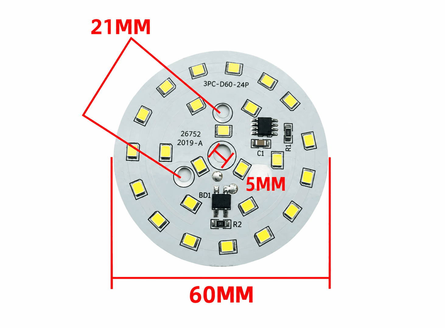 شريحة إضاءة LED لمصباح لمبة AC 220V بقوة 9 واط SMD 2835 حبيبات إضاءة دائرية | LED Chip for Lamp Bulb