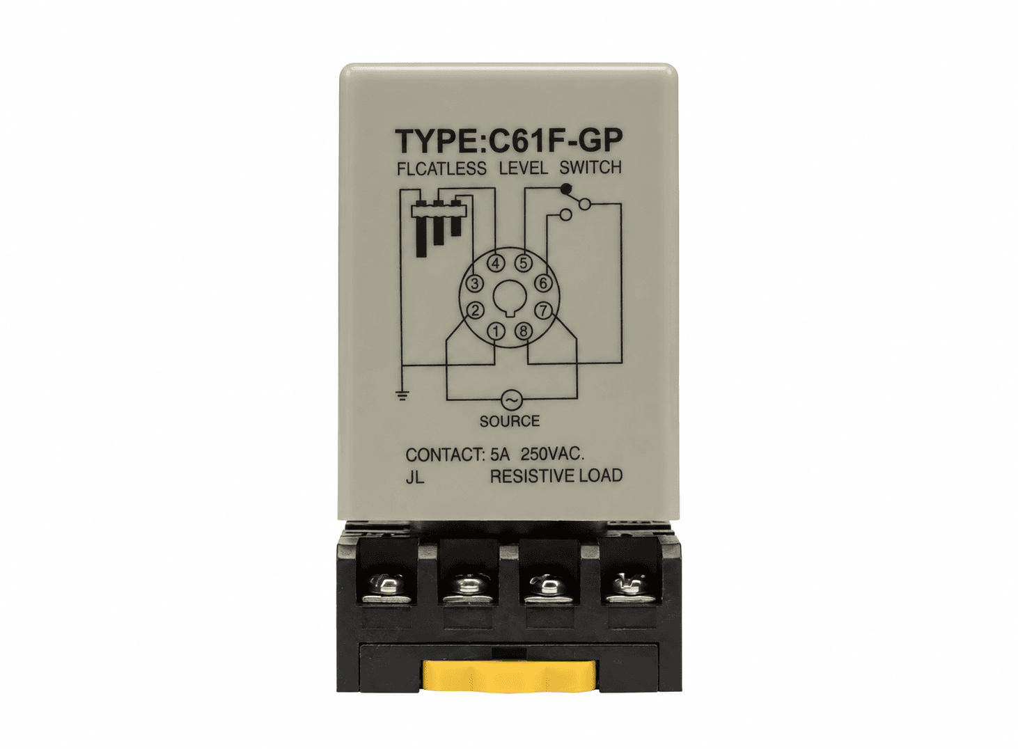 رله مفتاح مستوى السوائل العائم C61F-GP بقدرة 220V مع قاعدة مقبس للتحكم بالمياه | Floatless Level Switch Relay