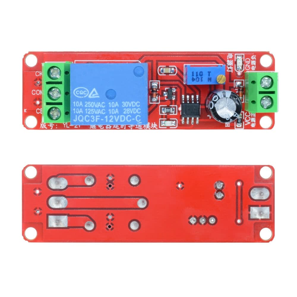 كارت تأخير زمني بريليه يعمل على DC 12V بزمن قابل للضبط من 0 إلى 10 ثوانٍ | DC 12V Adjustable Time Delay Relay Module, 0–10 Seconds