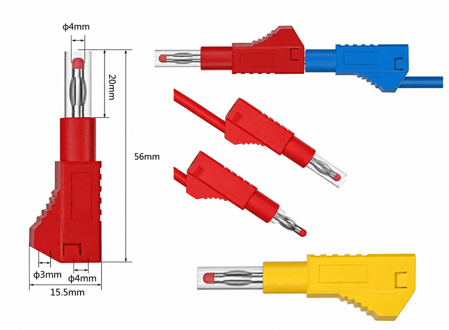 كونيكتور بانانا JZDZ 4mm Banana Plug Safety Retractable Stackable Solder In line assembly Test leads connectors Yellow | Banana Plug Safety Retractable