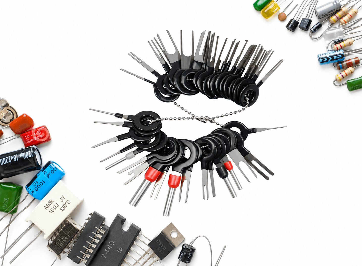 طقم أدوات فكّ أطراف الكونكترات بثمانٍ وثلاثين قطعة | Terminal Removal 38 Pcs Set, Electrical Wiring Crimp Connector Pin Extractor Kit