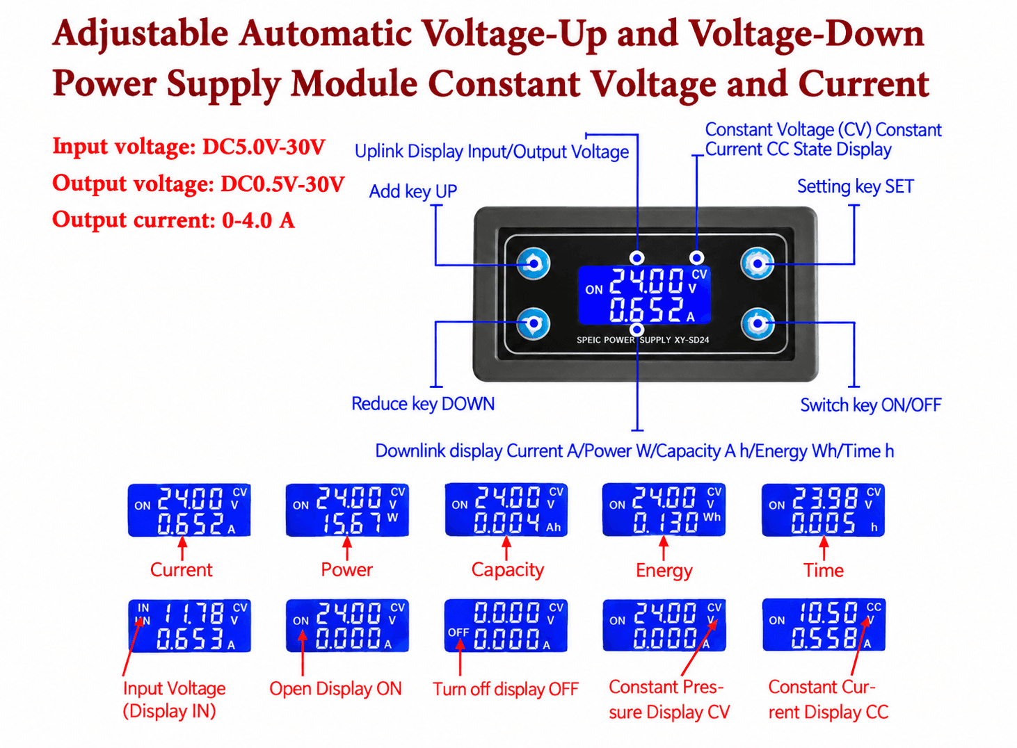 وحدة تنظيم جهد كهربائي قابلة للتعديل للرفع والخفض | Adjustable Step-Up Down Power Supply Module