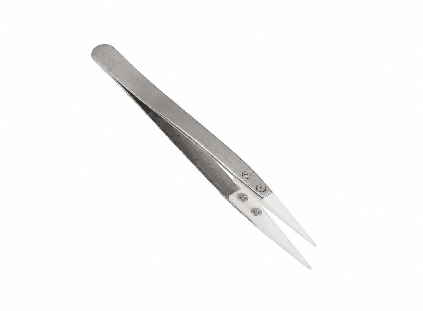 ملقط سيراميك ستانلس ستيل مقاوم للحرارة وغير موصل فضي Y-JM0037A | Ceramic Tweezers