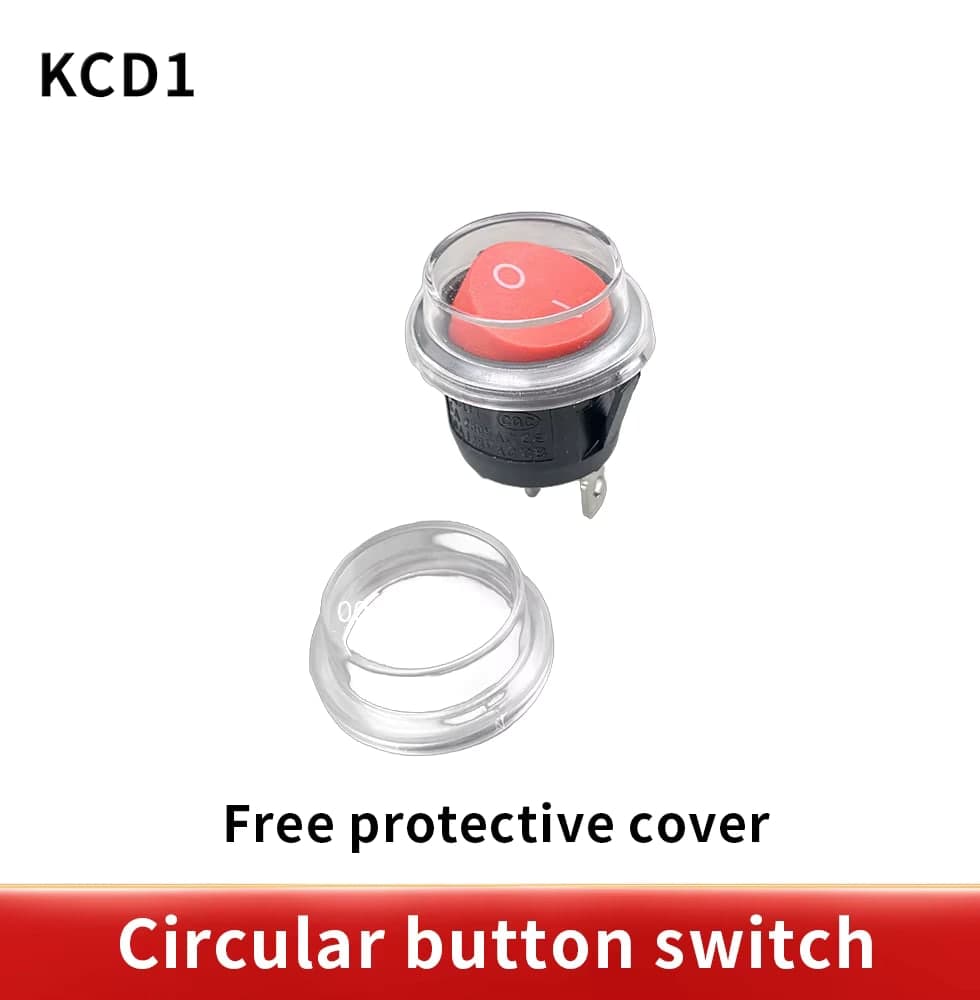 مفتاح روكر مضيء بمؤشر أحمر 10A 250V AC للتركيب الغاطس | Illuminated Rocker Switch with Red Indicator, 10A 250V AC, Snap-In