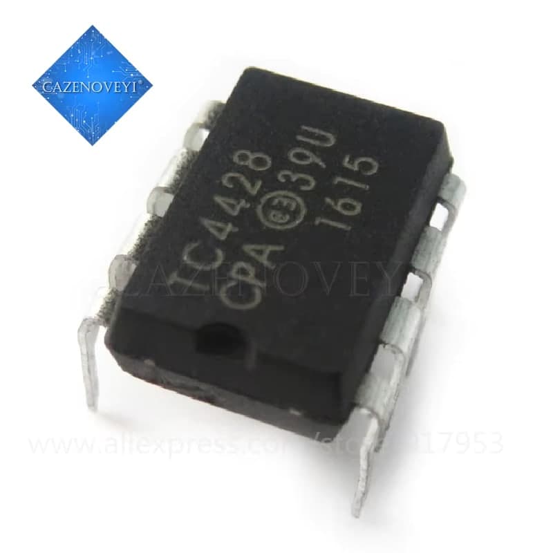 شريحة قيادة موسفت مزدوجة TC4428CPA بحزمة DIP-8 (خرج عاكس وغير عاكس) | TC4428CPA Dual 1.5A MOSFET Gate Driver IC, DIP-8