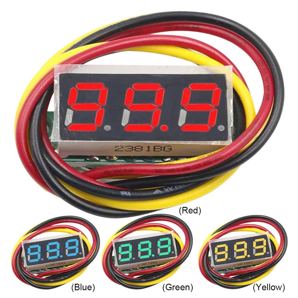 فولتميتر رقمي مصغّر 0.28 inch بشاشة LED حمراء لقياس DC | 0.28 inch Mini Digital Panel Voltmeter, Red LED, DC