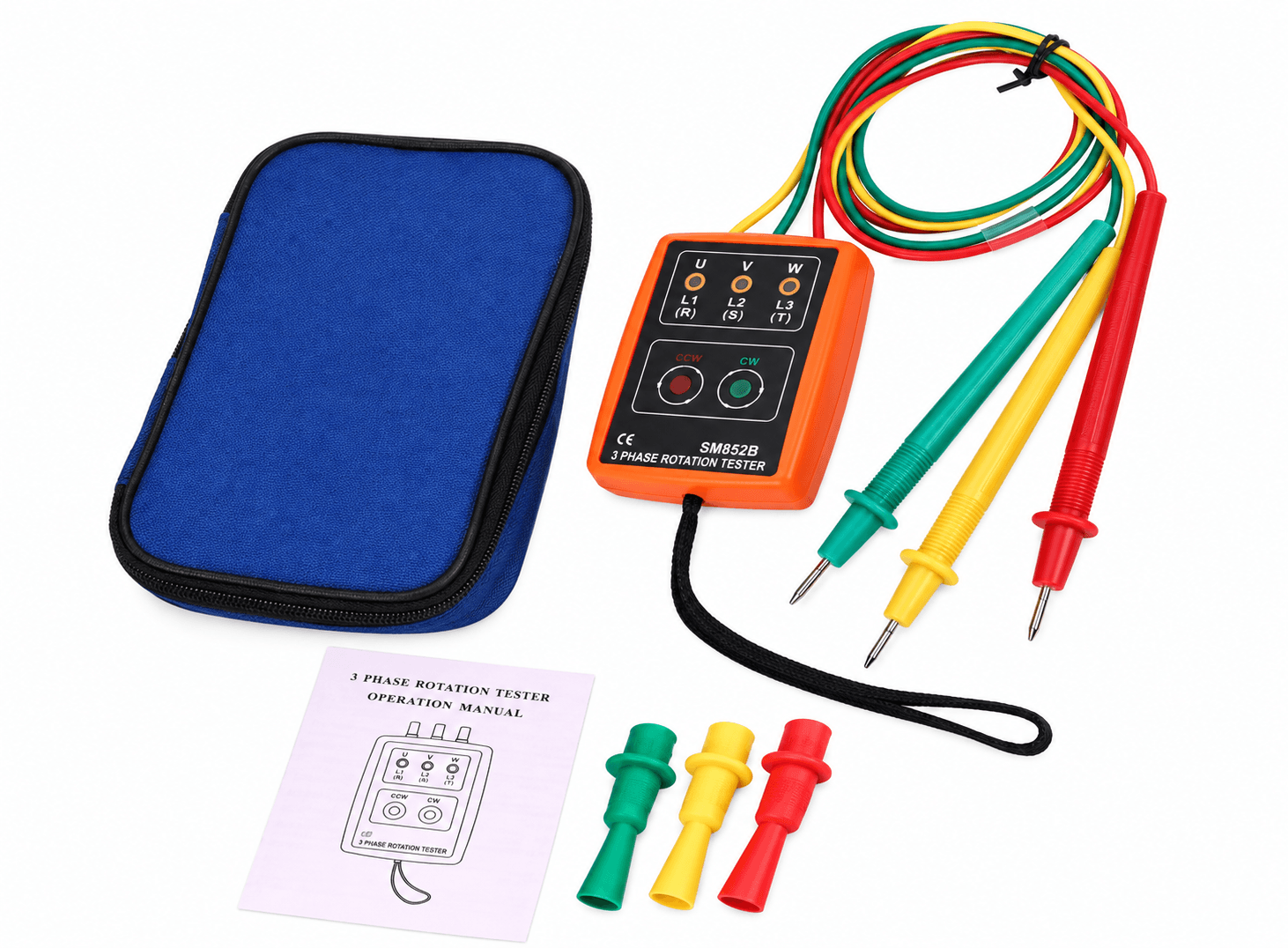 جهاز فحص تناوب الأطوار الثلاثة رقمي مع منبه LED 60V~600V AC X-CX0043A | 3 Phase Rotation Tester