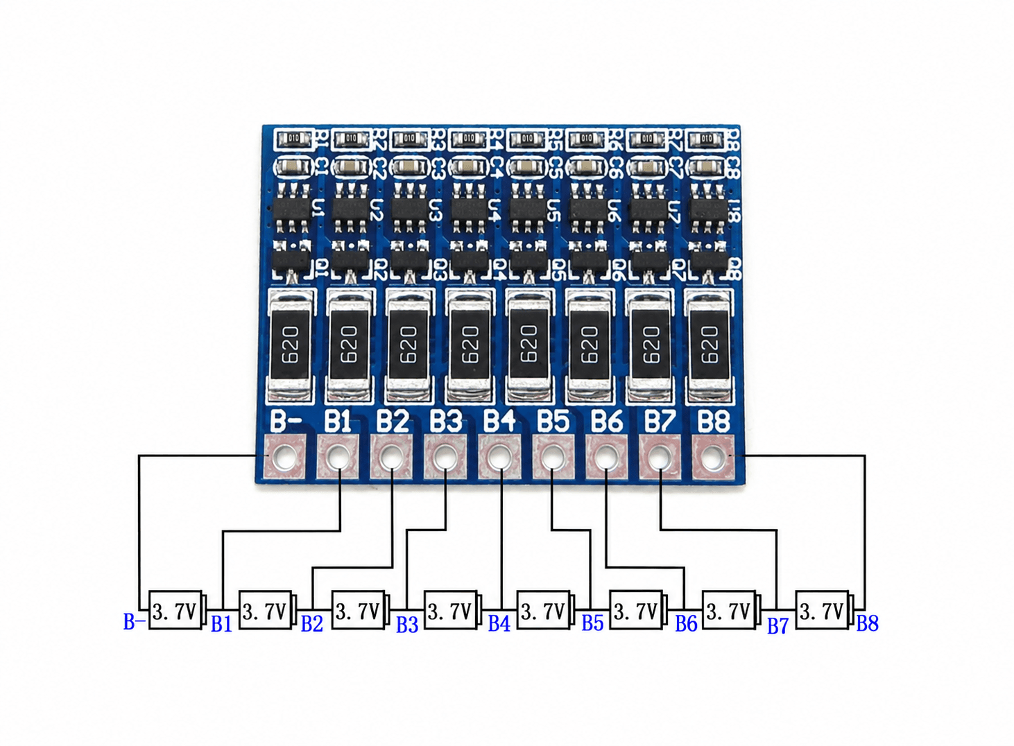 لوحة موازنة وشحن بطاريات ليثيوم أيون 8S طراز #F7 0503295 | Charging Equalizer