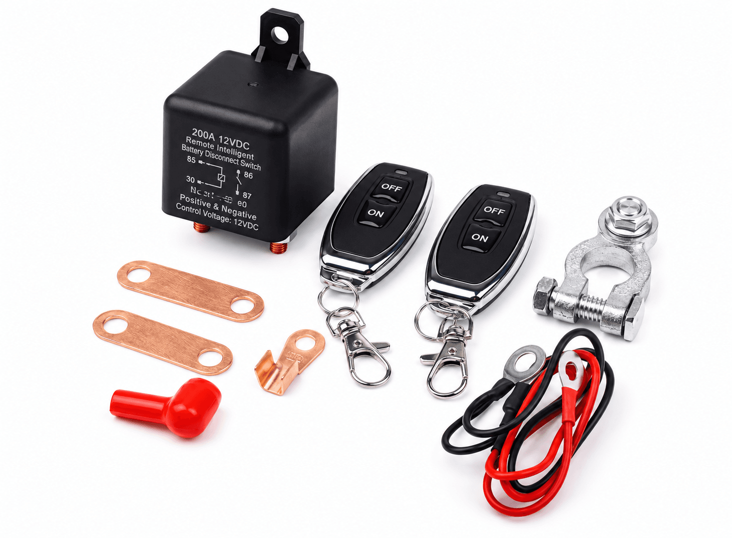 قاطع فصل بطارية عام مع ريموت لاسلكي 12V 200A Universal Battery Switch Relay Integrated Wireless Remote Control Disconnect Cut Off Isolator Master Switches | Battery Disconnect Switch