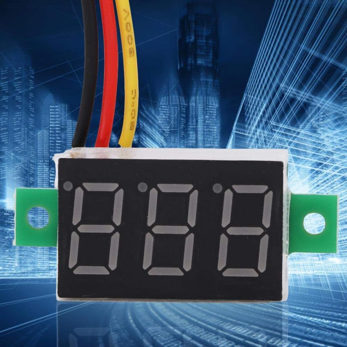 فولتميتر رقمي 0.36 inch أزرق DC 20-100V بثلاثة أسلاك وثلاث خانات | 0.36 inch 3-Digit Blue LED Digital Panel Voltmeter DC 20-100V, 3-Wire