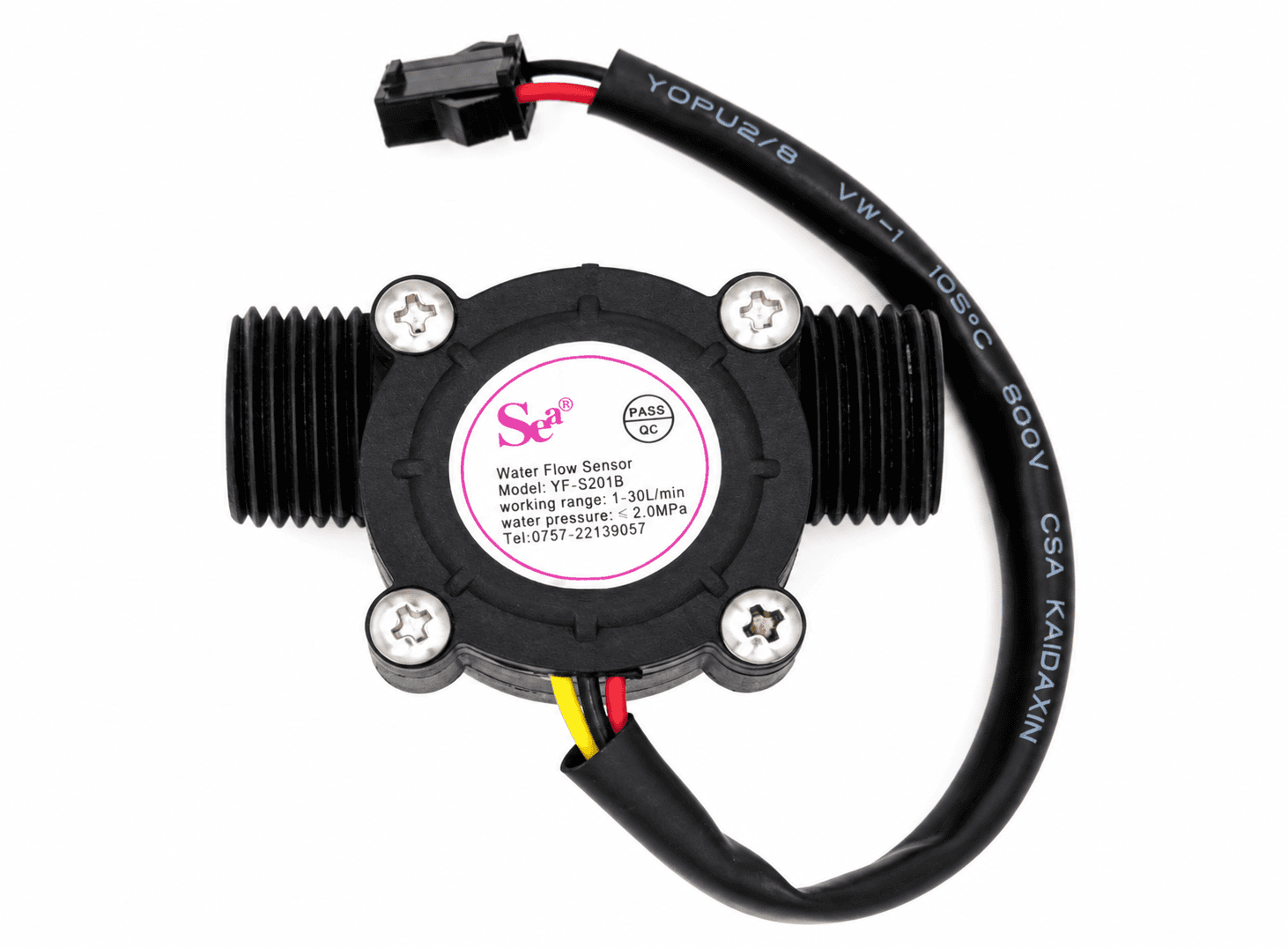حساس تدفق مياه Water Flow Sensor بمعدل 1-30L/min وبضغط 2.0MPa موديل 010370 | Sensor