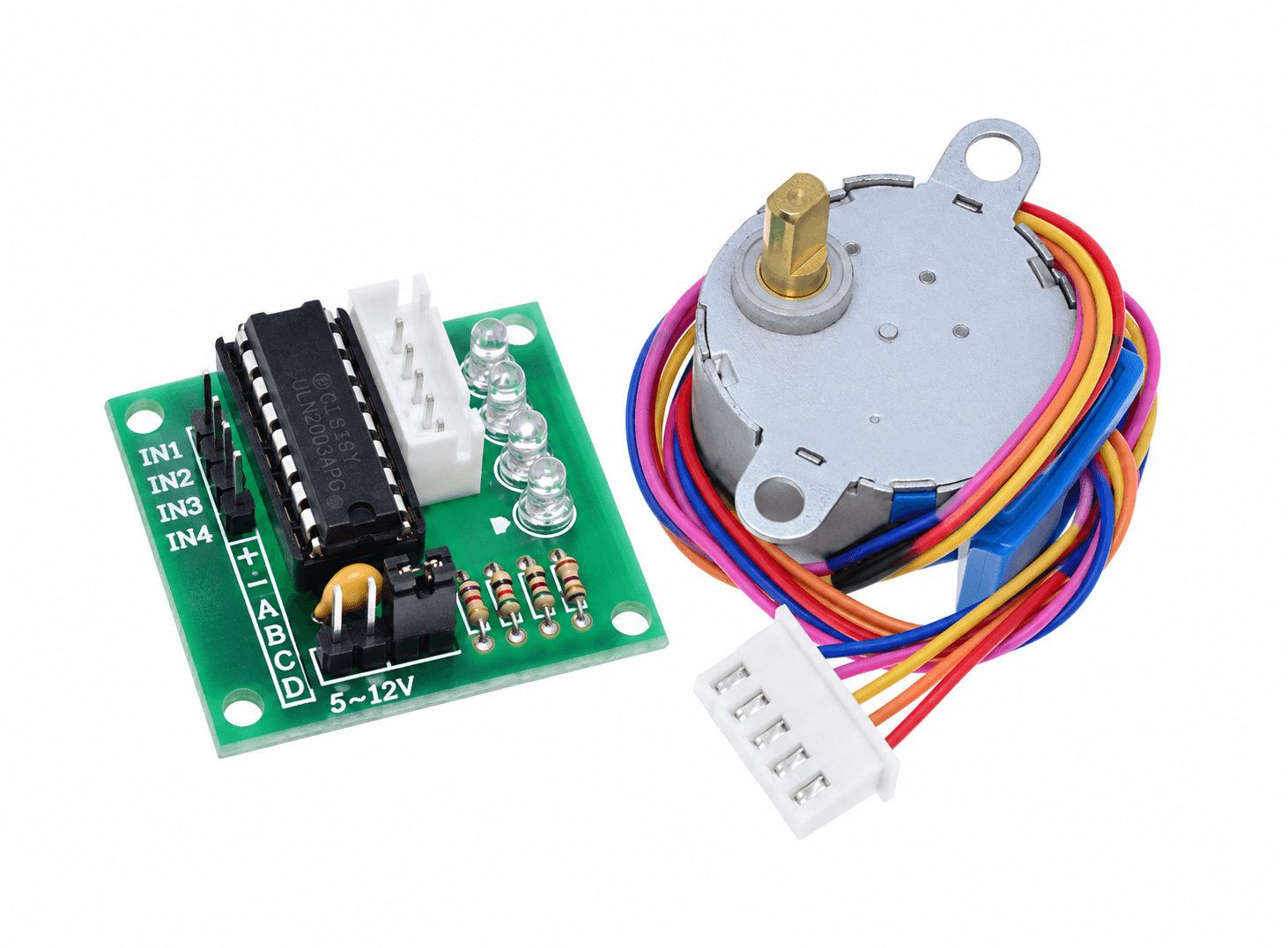 محرك ستيبر 5V مع لوحة قيادة ULN2003 | 5V Unipolar Stepper Motor With ULN2003 Driver Board