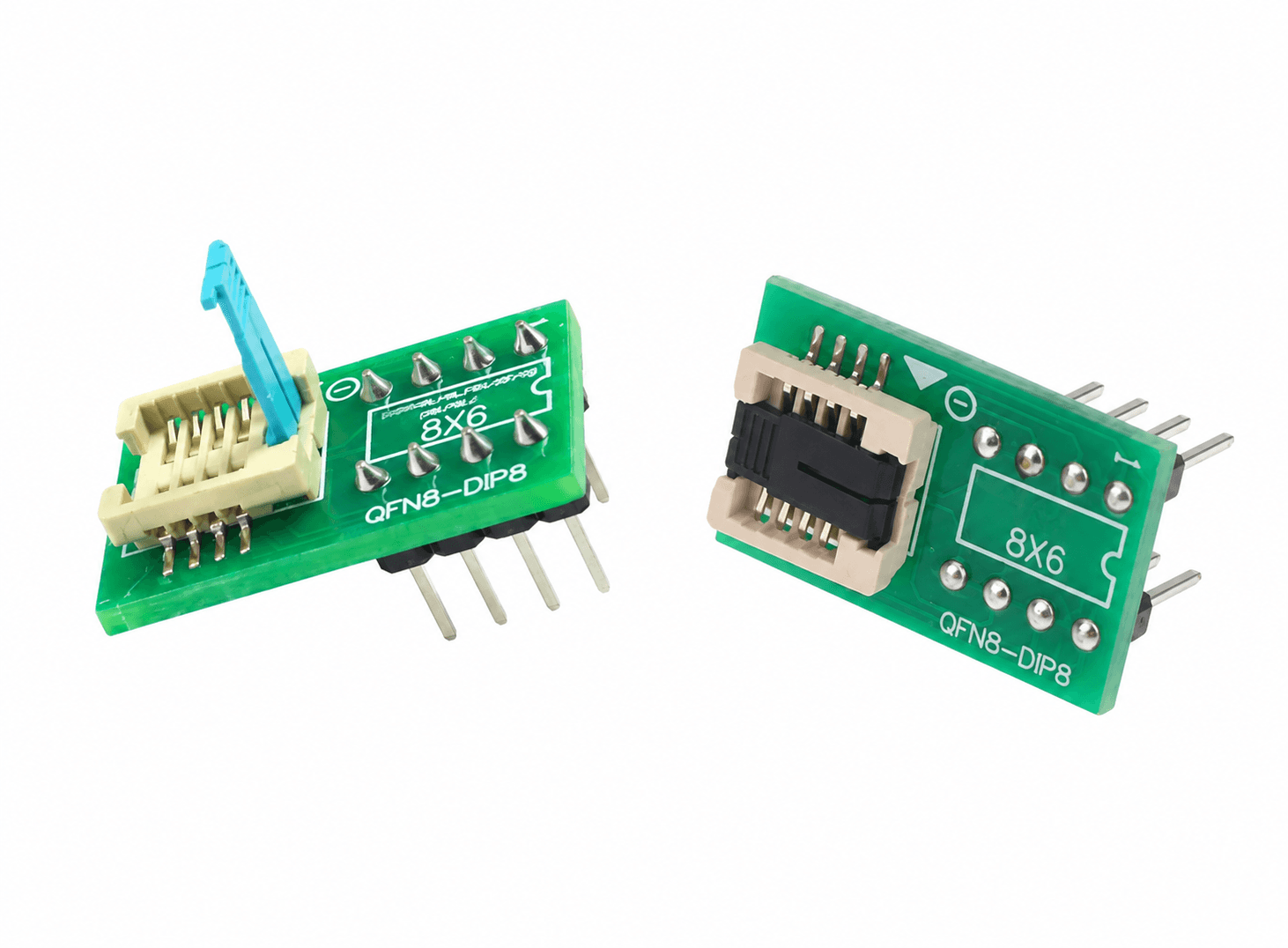قاعدة تحويل QFN8/WSON8/DFN8 إلى DIP8 اثنان في واحد لرقائق 6x8mm | QFN8 WSON8 MLF8 DFN8 to DIP8 Two-in-One Socket Adapter for 6x8mm Chips
