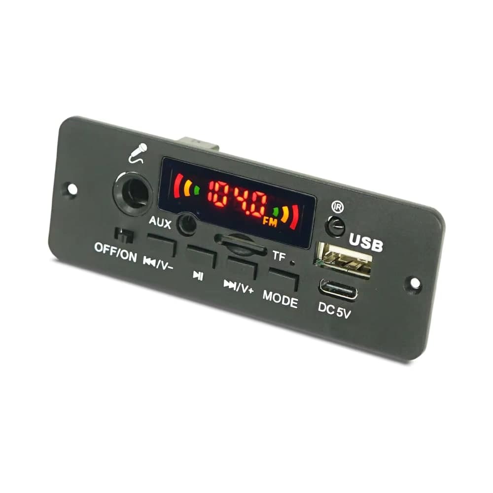 لوحة مشغل MP3 مع بلوتوث ومضخم 2x3W وراديو FM تعمل على 5-12V | 5-12V MP3 Bluetooth Decoder Board with 2x3W Amplifier and FM Radio