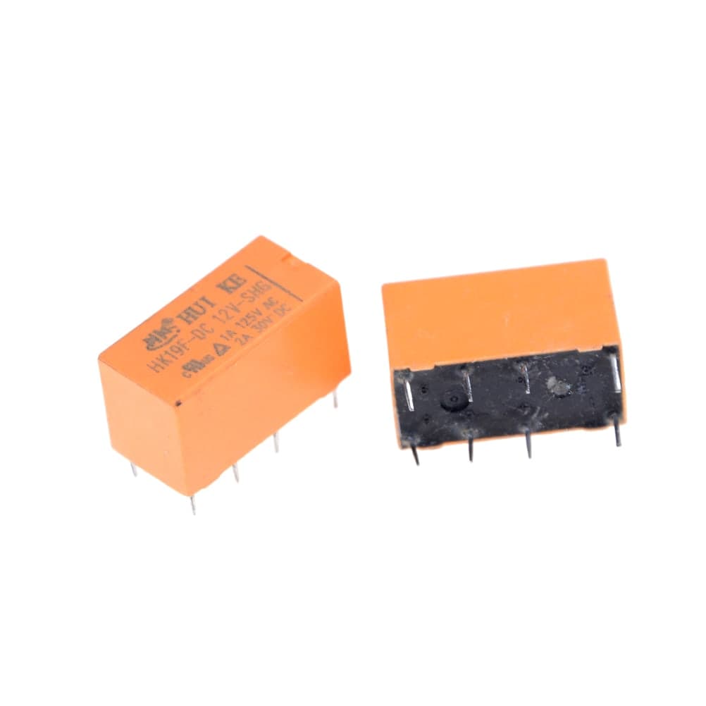 ريلاي مصغّر HK19F-DC12V-SHG بملف 12V DC نوع DPDT بثمانية أطراف | HK19F-DC12V-SHG Miniature Relay, 12V DC Coil, DPDT 8-Pin, PCB Mount