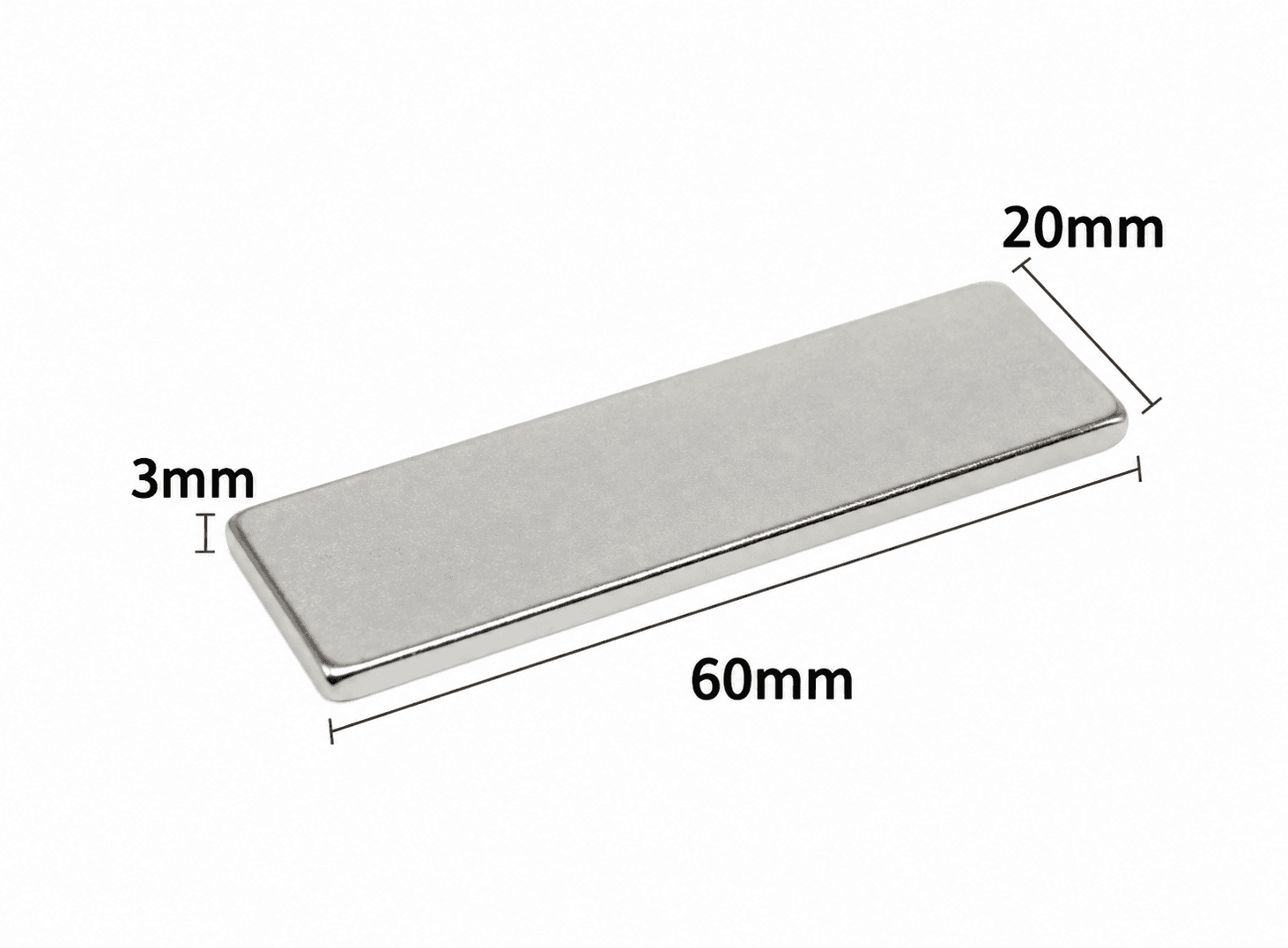 مغناطيس نيوديميوم 60x20x3mm Neodymium Magnet N35 NdFeB | Neodymium Magnet