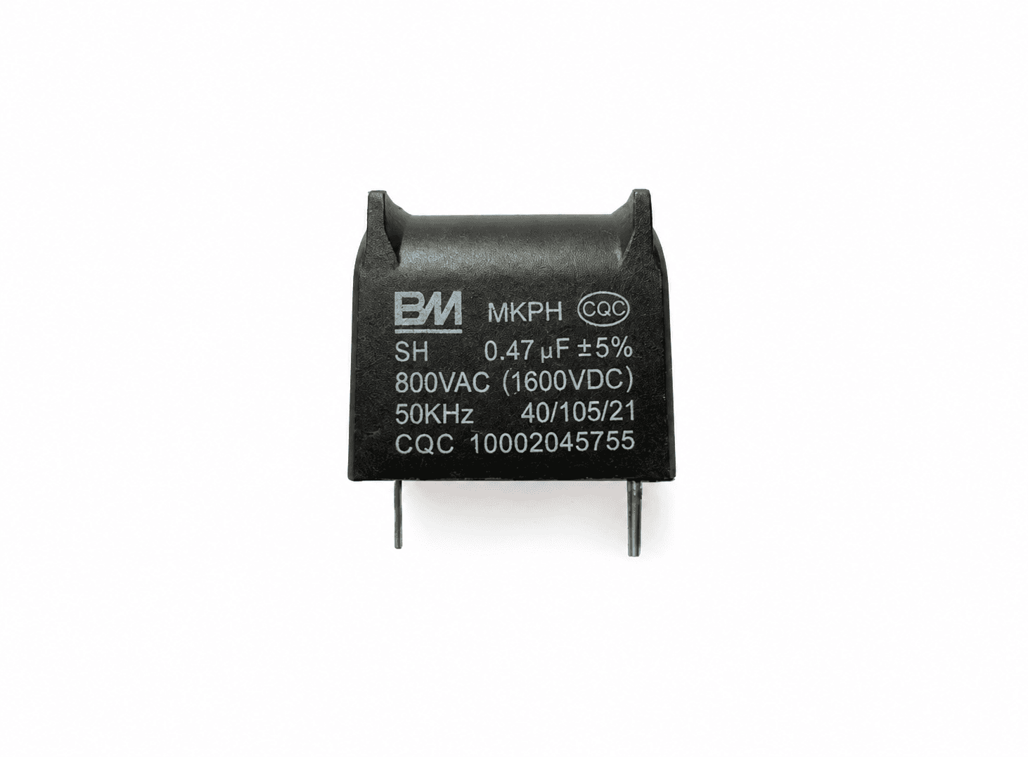 مكثف فيلم عالي الفولتية والتردد 0.47µF بجهد 800VAC / 1600VDC حتى 50kHz | 0.47uF 800VAC 1600VDC 50kHz High-Voltage High-Frequency Film Capacitor