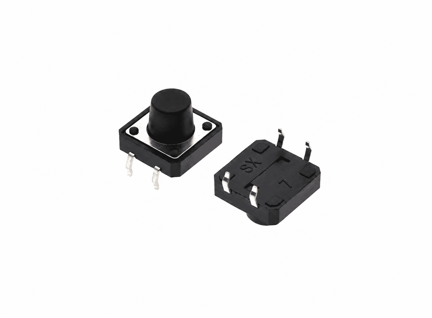 مفتاح تاكت 12x12x9mm بأربعة أطراف Through-Hole ساق قصيرة | 12x12x9mm Tact Switch 4-Pin Through-Hole Short Actuator