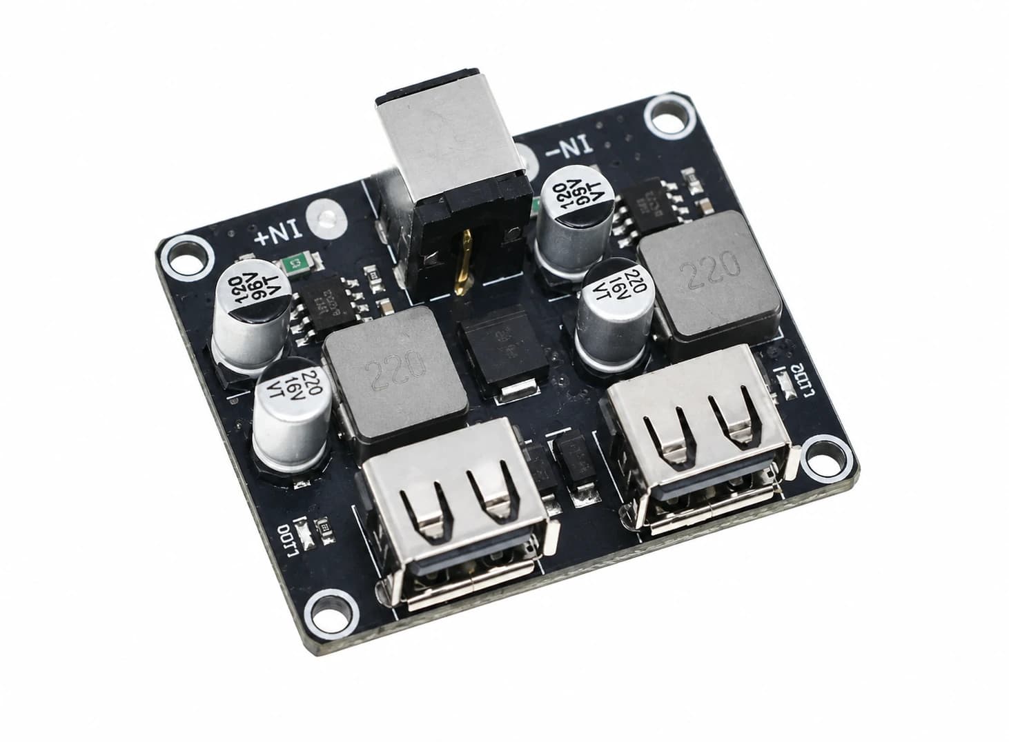 محول خفض جهد DC-DC ثنائي القنوات 6-32 فولت مع شحن سريع QC3.0 بقوة 24 واط | 2-channel 6-32V DC-DC Buck Converter With QC3.0 24W Fast Charging