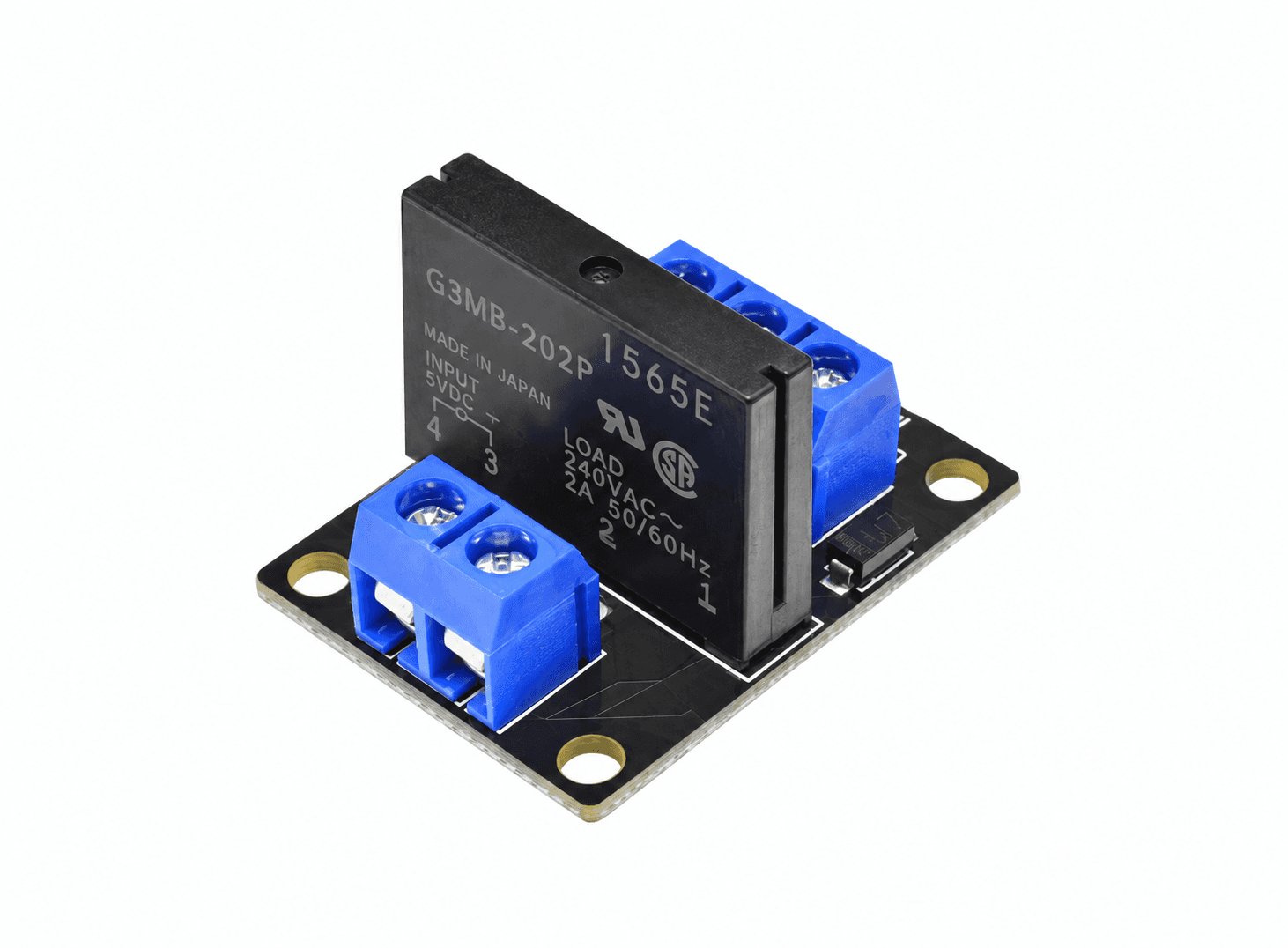 لوحة ريلاي بالحالة الصلبة DC 5V بقناة واحدة مستوى عالي مع مصهر 2A M7 010781 | Solid-State Relay Board