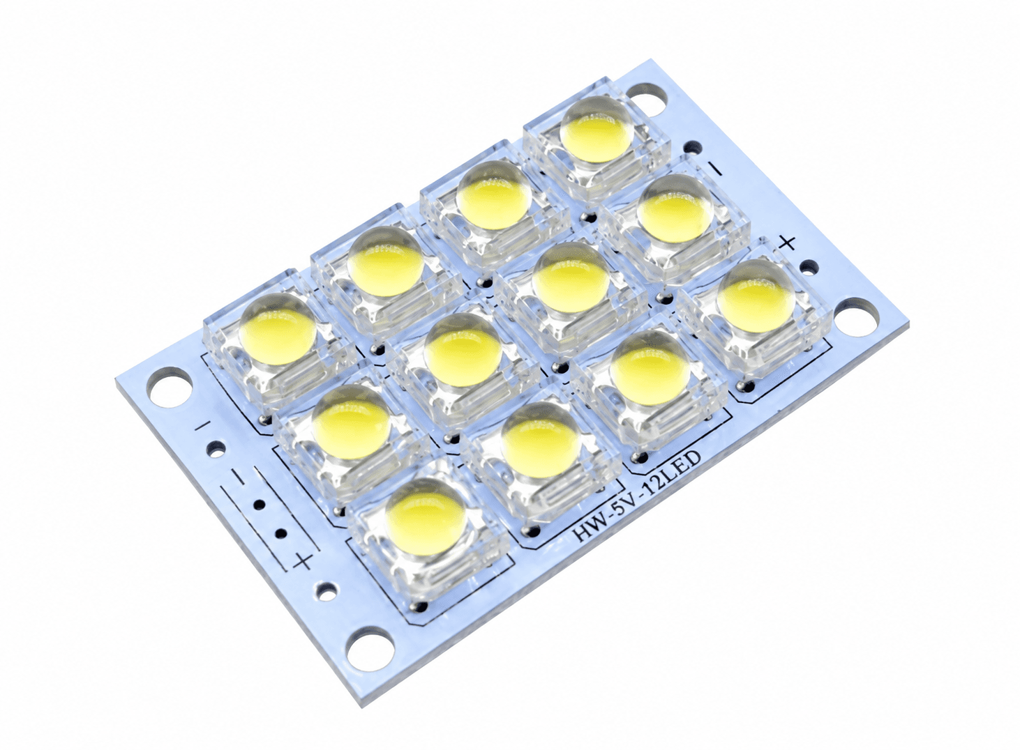 لوحة إنارة باثنتي عشرة ليدة بيضاء فائقة السطوع تعمل على 3-5V | DC 3V-5V 12 LEDs Super Bright White LED Light Board