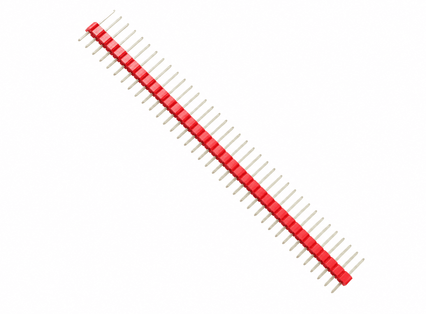هيدر ذكر صف واحد 40 طرف بمسافة 2.54mm مستقيم بقاعدة حمراء | 40-Pin 2.54mm Single Row Straight Male Pin Header Red