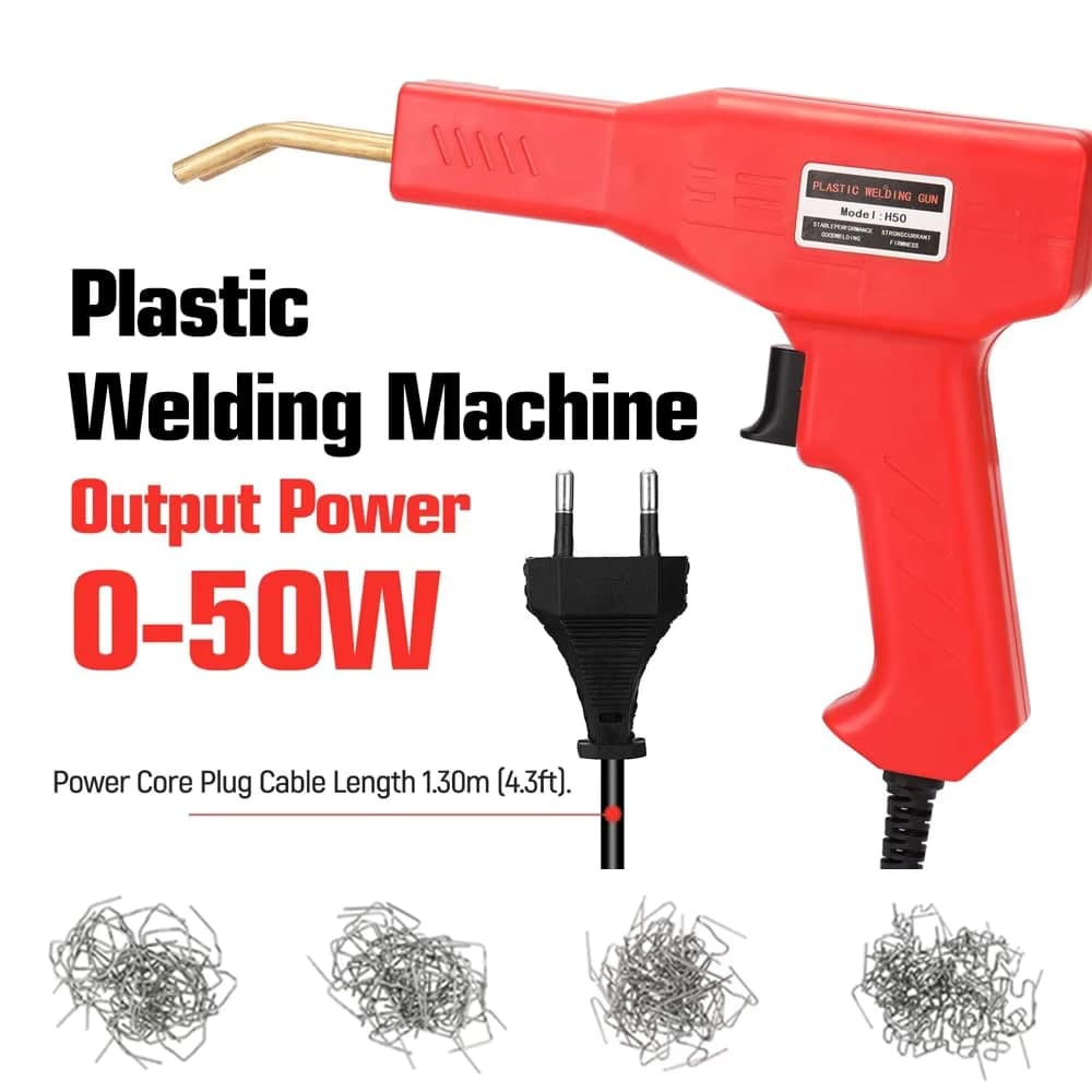 جهاز لحام وتخييط البلاستيك الحراري مع 200 كلبسة إصلاح وقاطع | Hot Stapler Plastic Welding Machine with 200 Staples and Cutter