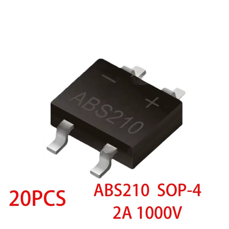 قنطرة توحيد ABS210 سطحية التركيب بتيار 2A وفولتية 1000V | ABS210 SMD Bridge Rectifier 2A 1000V ABS-4 Package