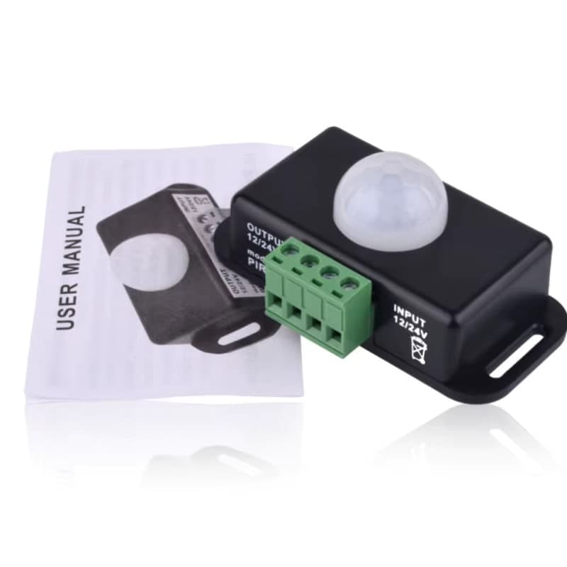 حساس حركة PIR قابل للضبط بفولتية 12 و24 فولت وتيار 8 أمبير | DC 12V/24V 8A Adjustable PIR Motion Sensor Switch