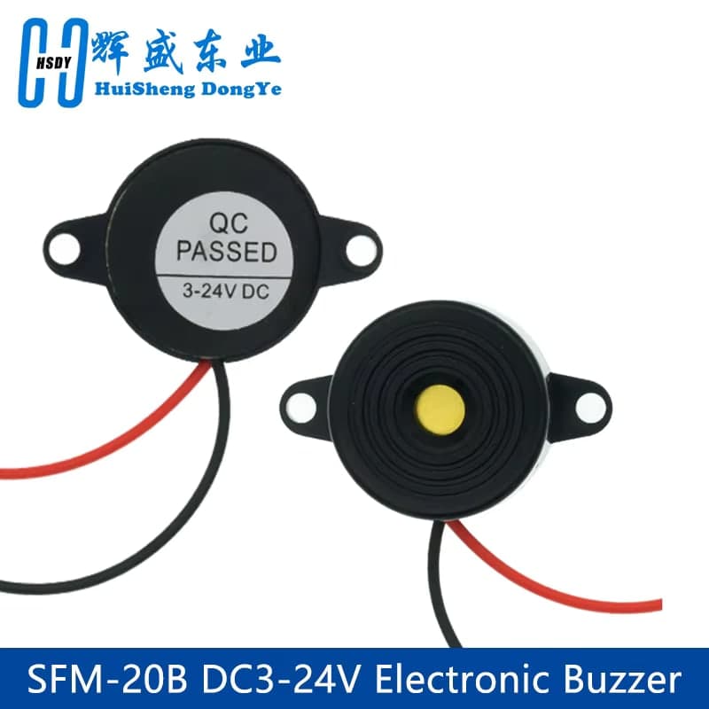 بزّار بيزو SFM-20B يعمل بفولتية DC 3-24V بصوت إنذار متواصل | SFM-20B Piezo Electronic Buzzer Alarm DC 3-24V