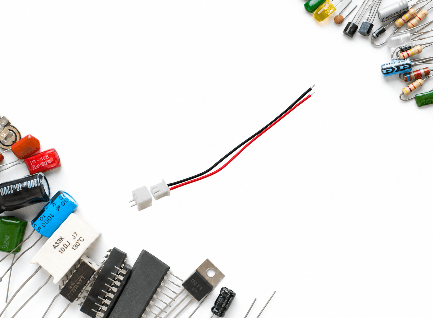 كيبل موصل JST PH2.0 بطرفين ذكر وأنثى خطوة 2.0mm بطول 200mm ومقطع 26AWG | 2-Pin JST PH2.0 Male and Female Connector Cable, 2.0mm Pitch, 200mm 26AWG