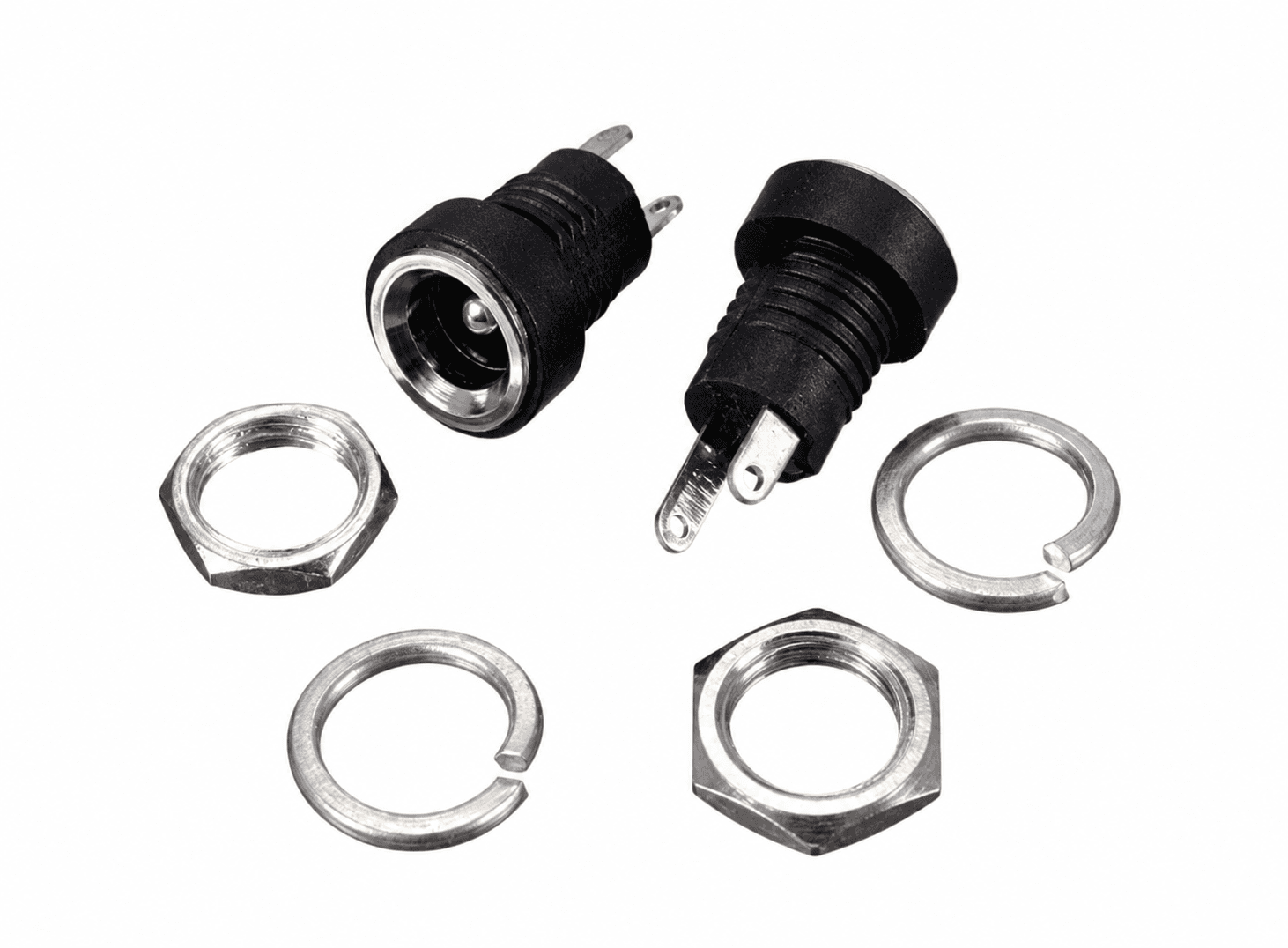 مقبس تغذية DC أنثى 5.5x2.1mm بتيار 3A للتركيب على العلبة | DC Power Jack Socket Female 5.5x2.1mm 3A 12V, Panel Mount