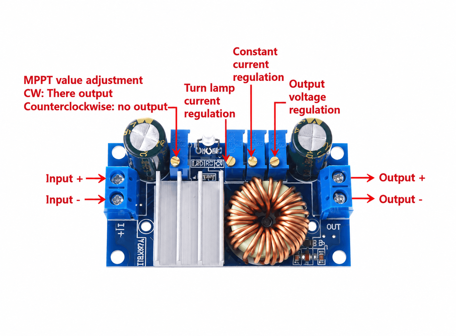 لوحة تحكم طاقة شمسية MPPT بقوة 5 أمبير خافضة للجهد لشحن البطاريات | 5A Solar Energy Controller Module