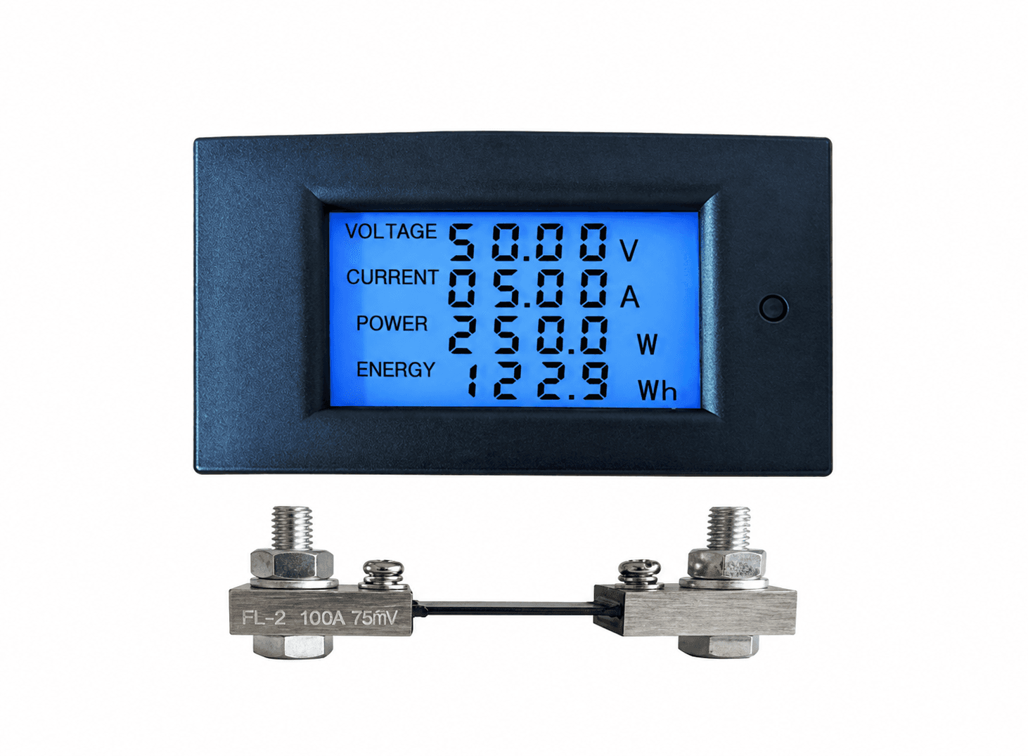 مقياس طاقة وفولتميتر وأمبير متر رقمي ال سي دي لتيار مستمر 100 فولت 100 أمبير XQ0010 | Digital Energy Meter