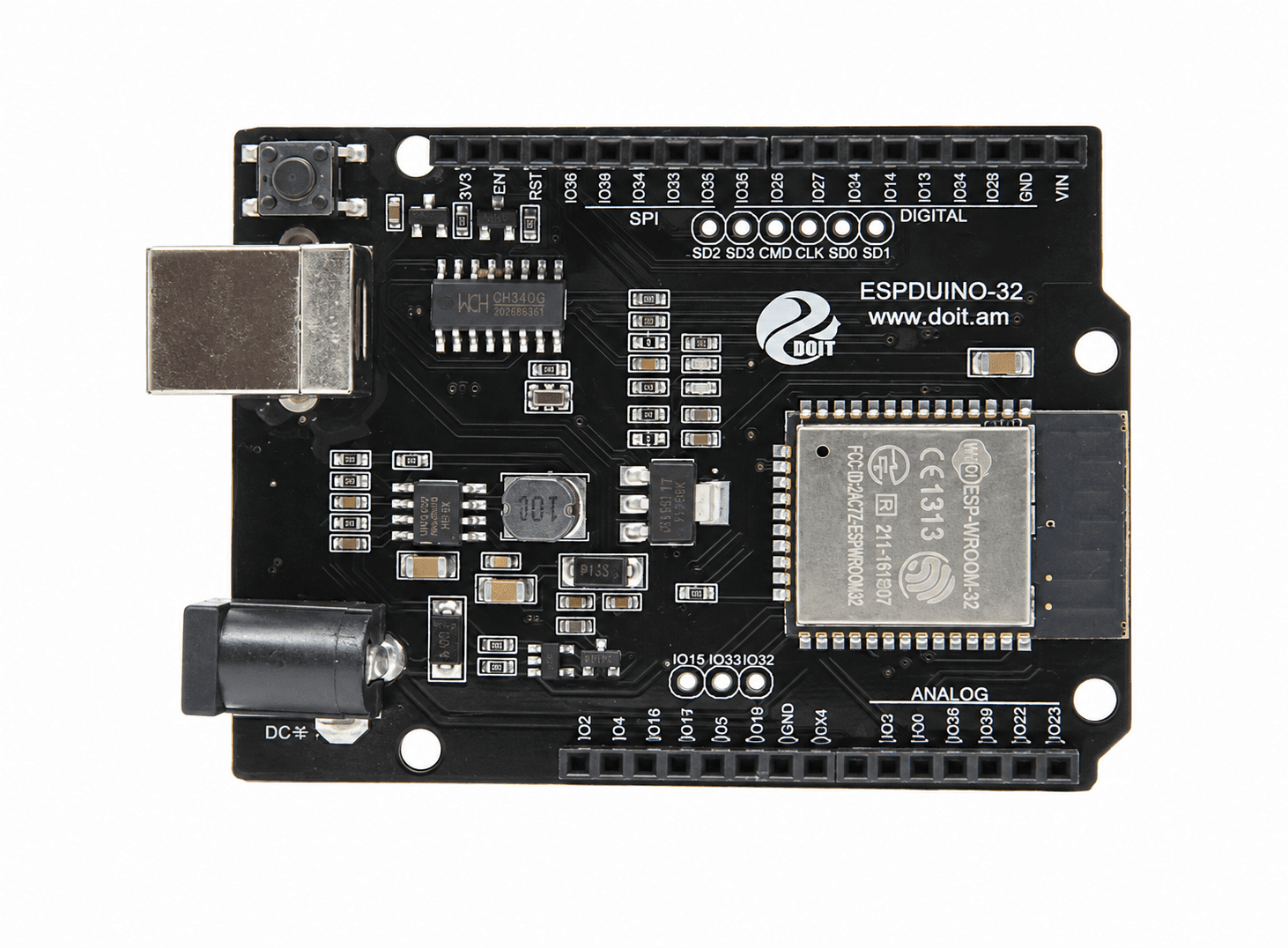 لوحة تطوير إي إس بي دويونو-32 مع وحدة واي فاي إي إس بي-32 | ESPDUINO-32 Development Board Base on ESP-32 WiFi Module