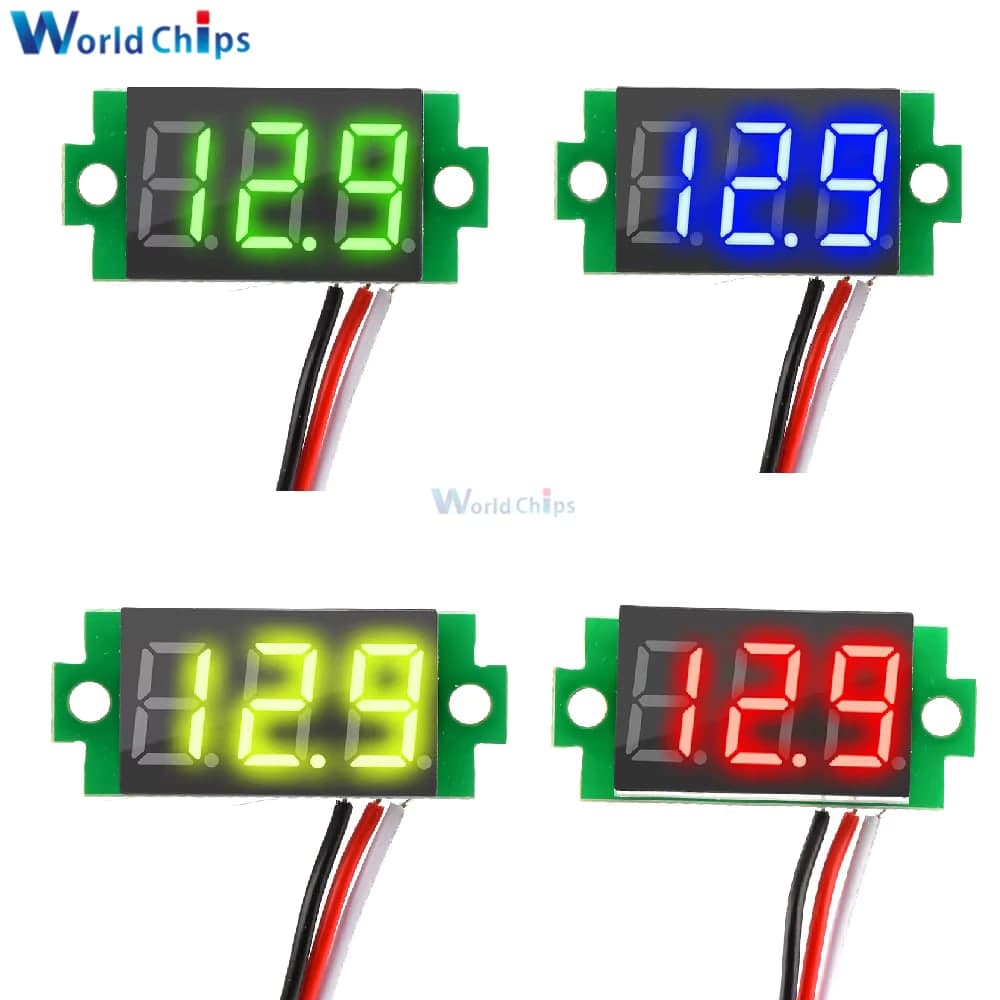 فولتميتر رقمي 0.36 inch أزرق DC 2.5-30V بسلكين وثلاث خانات | 0.36 inch 3-Digit Blue LED Digital Panel Voltmeter DC 2.5-30V, 2-Wire
