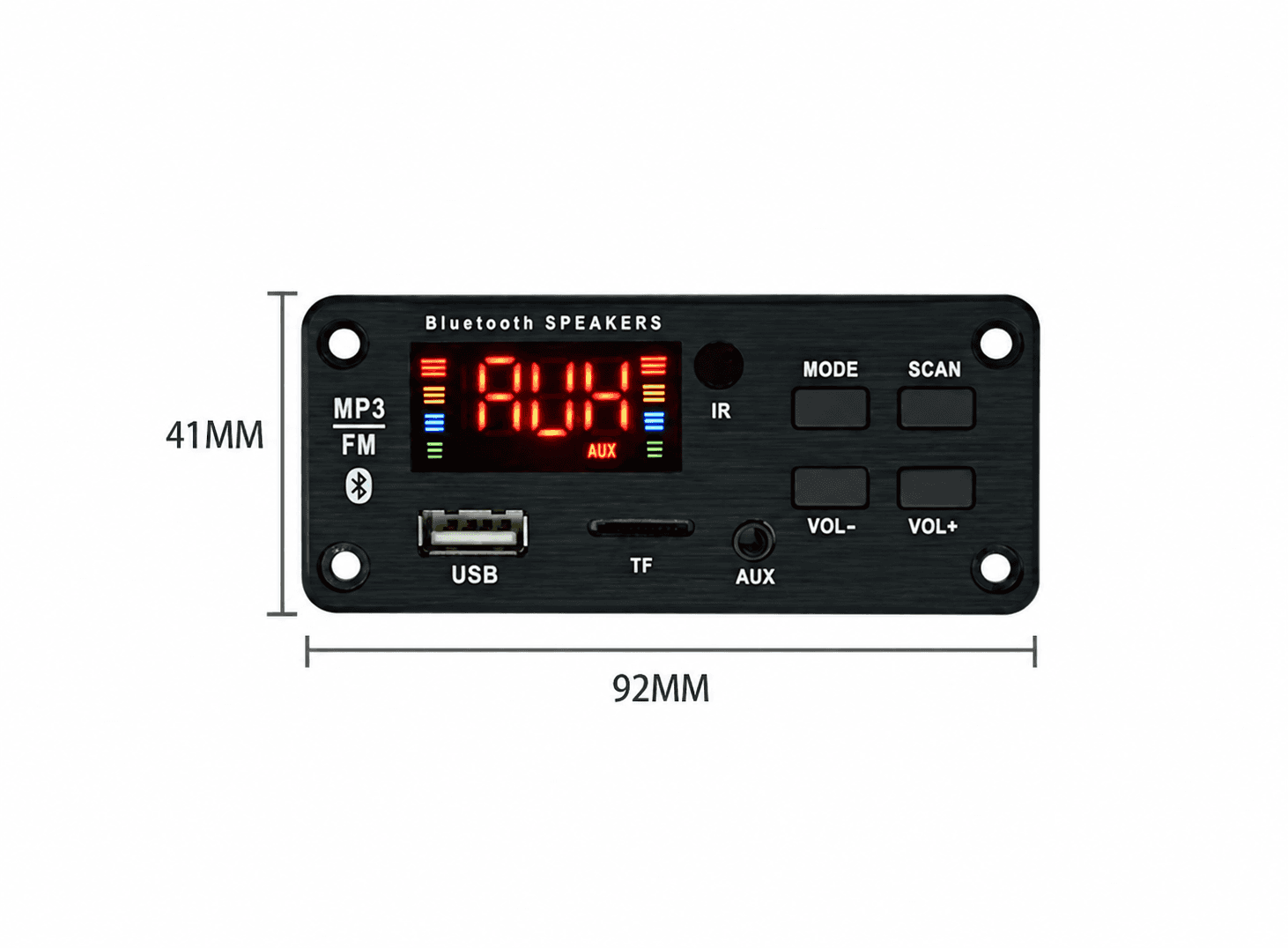 لوحة مشغل MP3 مع مضخم ستيريو 2x25W وبلوتوث 5.0 وراديو FM ومنافذ TF وUSB وAUX | 2x25W MP3 Decoder Board with Bluetooth 5.0 Amplifier, FM Radio, TF USB AUX