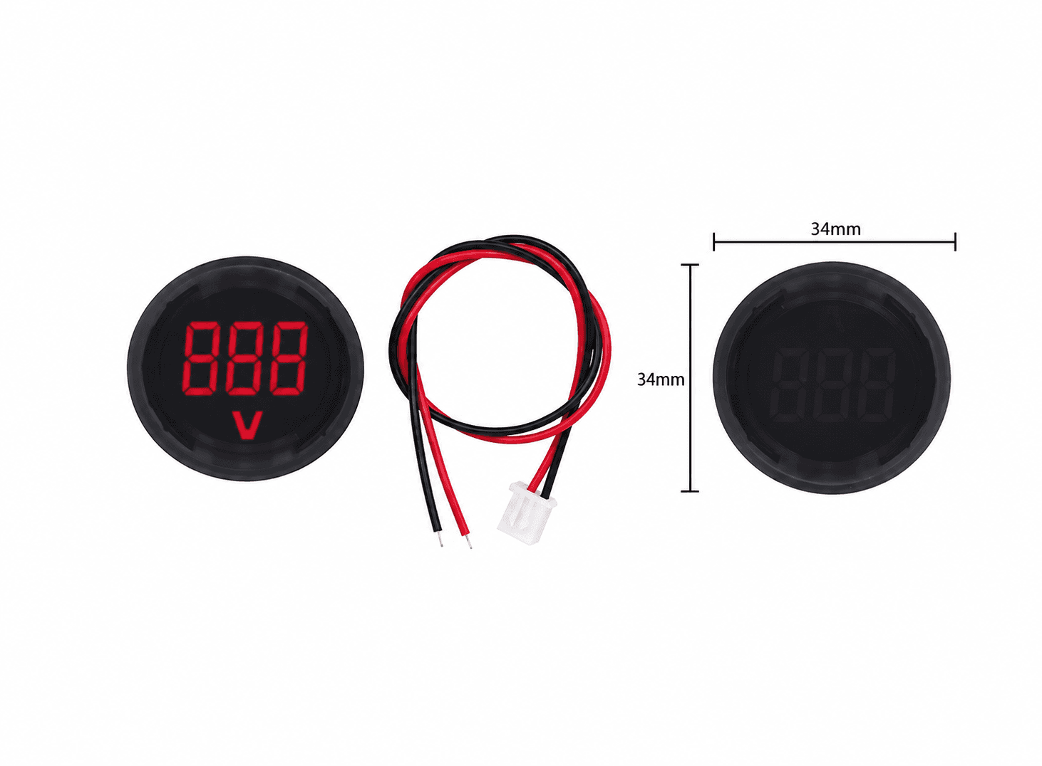 فولتمتر رقمي للتيار المستمر DC 4-100V برأس عرض LED دائري ثنائي السلك | Digital Voltmeter