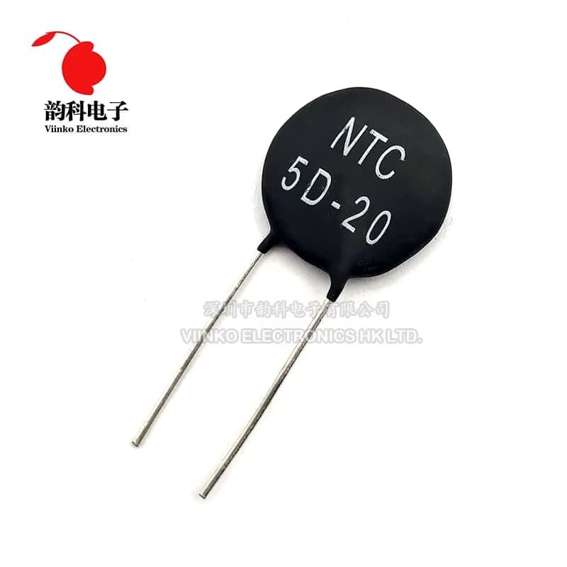 ثرمستور NTC لتحديد تيار الاندفاع 5D-20 بمقاومة 5Ω وقطر 20mm | 5D-20 NTC Inrush Current Limiter Thermistor 5 Ohm 20mm