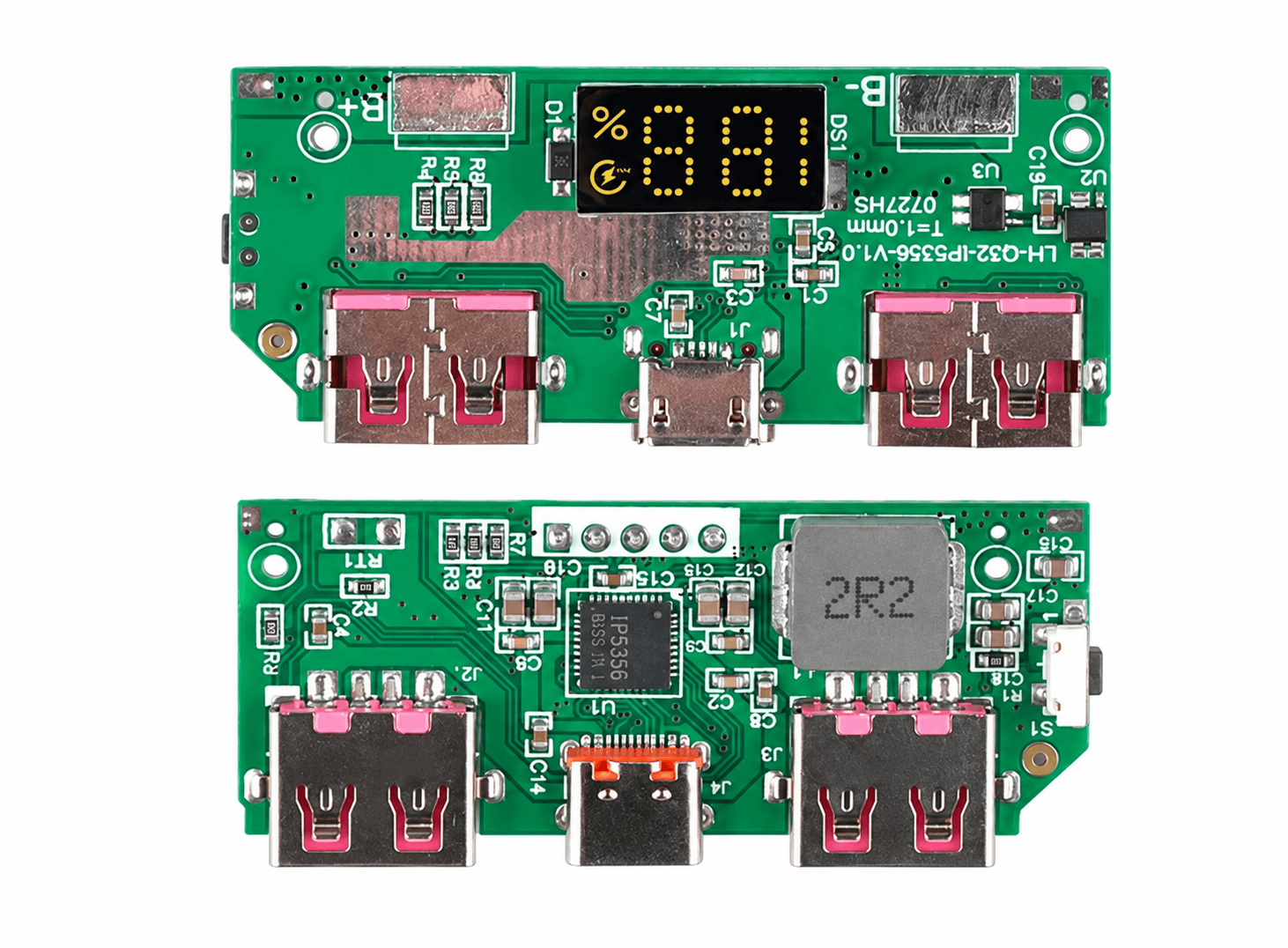 وحدة بنك طاقة برقاقة IP5356 وشاشة رقمية تدعم QC3.0 وPD3.0 بمنفذ Type-C | IP5356 Power Bank Module with Digital Display, Type-C/Micro USB, QC3.0/PD3.0/AFC/FCP